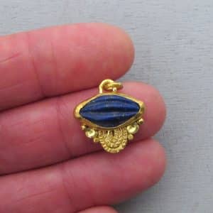 Carved Lapis Lazuli 24 karat pendant
