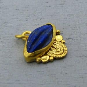 Carved Lapis Lazuli 24 karat pendant
