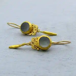 Blue Topaz 24k Gold Dangle Earrings