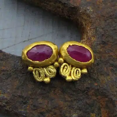 Ruby 24 karat gold stud earrings