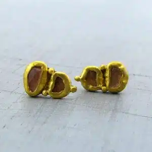 Tourmaline gold stud earrings