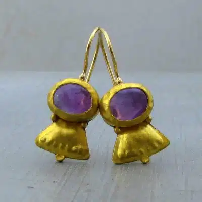 Amethyst 24 Karat Gold Earring