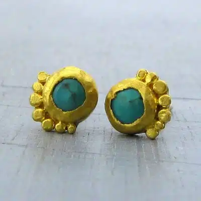 Turquoise 24k Gold Studs