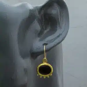 Handmade Black Onyx 24k Gold Earrings