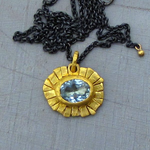 24 karat gold Blue Topaz necklace