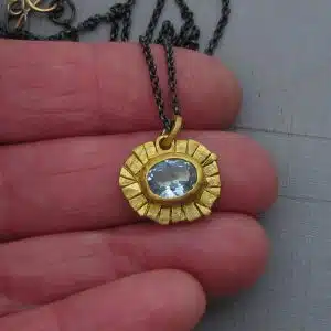 24 karat gold Blue Topaz necklace