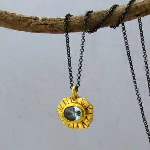24 karat gold Blue Topaz necklace
