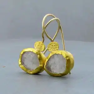 24 Karat gold rough Lemon Jade pendant necklace