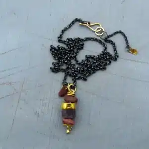 Ruby and Sapphire gold Tassel 24k gold necklace