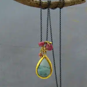 Ocean Jasper Thalite 24k gold pendant necklace