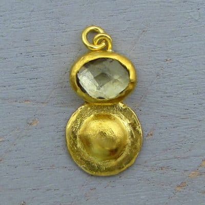 Green Amethyst 24 karat gold pendant