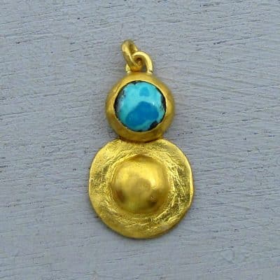 Turquoise 24 karat gold pendant