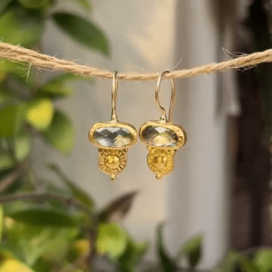 Blue Topaz 24 karat gold earrings