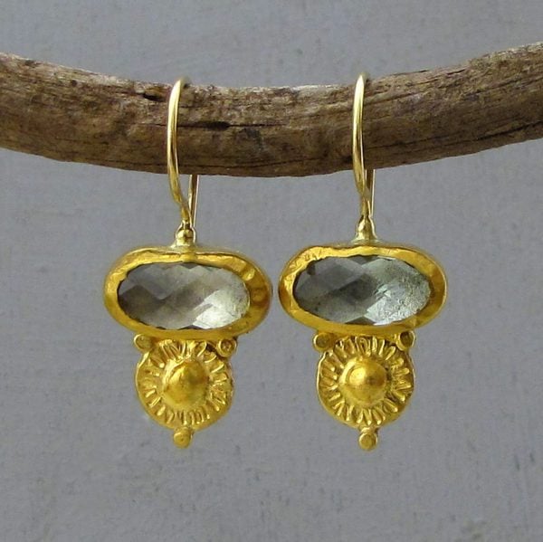 Blue Topaz 24 karat gold earrings