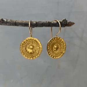 Round handmade 22k gold earrings