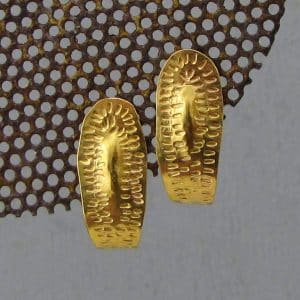 Hammered 22k gold half hoop earrings