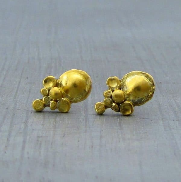 Grapes 24k gold stud earrings
