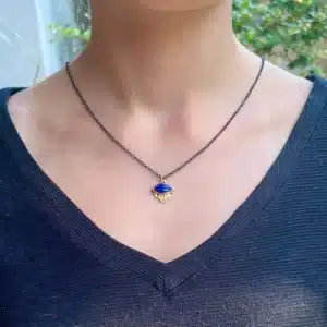 Carved Lapis Lazuli 24 karat pendant
