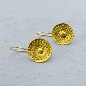 Round handmade 22k gold earrings