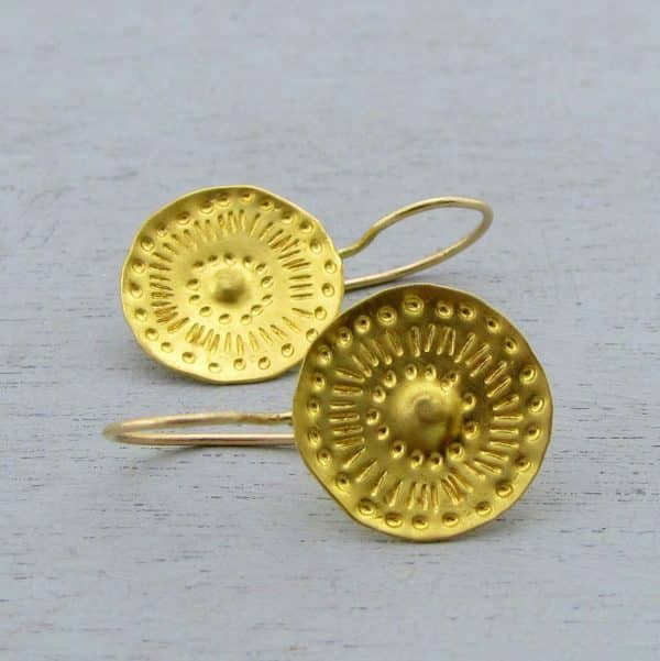 Round handmade 22k gold earrings