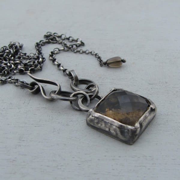 Smoky Topaz silver necklace