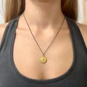 Rough gray Diamond 24k gold pendant