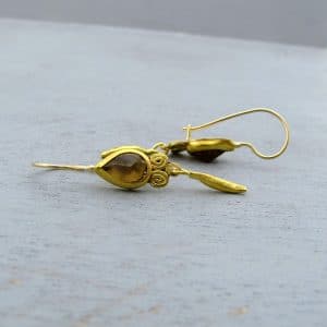Champagne Quartz 24 Karat Gold Earrings