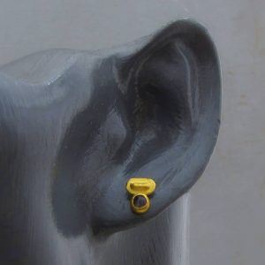 A-Symmetrical Purple Iolite 24k gold stud earrings