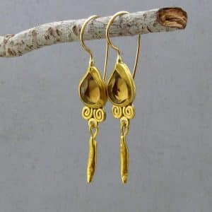 Champagne Quartz 24 Karat Gold Earrings