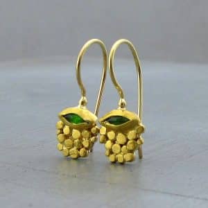 Chrome Diopside solid 24k gold handmade earrings