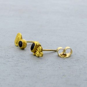 A-Symmetrical Purple Iolite 24k gold stud earrings
