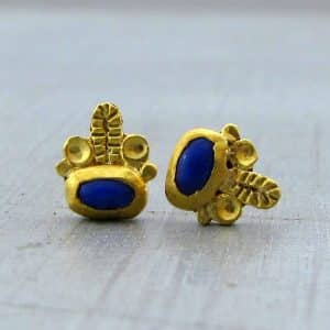Lapis Lazuli fine 24 karat gold studs earrings