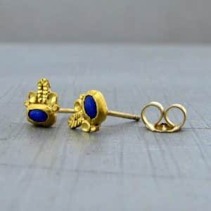 Lapis Lazuli fine 24 karat gold studs earrings