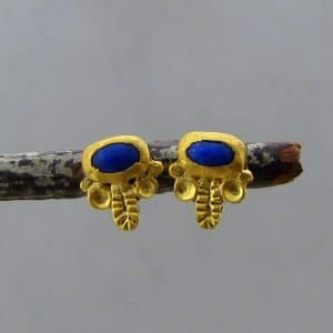 Lapis Lazuli fine 24 karat gold studs earrings