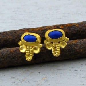 Lapis Lazuli fine 24 karat gold studs earrings