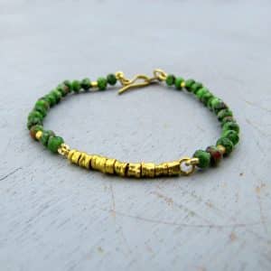 Ruby Zoisite 22 karat gold beads bracelet
