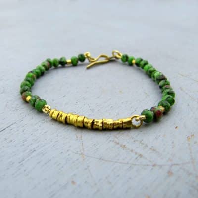 Ruby Zoisite 22 karat gold beads bracelet