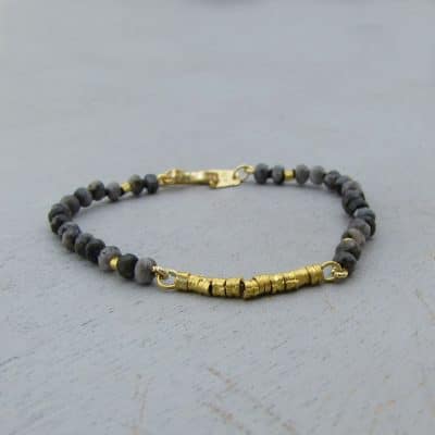 Solid 22k gold Cats Eye beads handmade bracelet