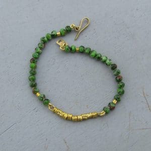 Ruby Zoisite 22 karat gold beads bracelet