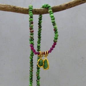 Ruby Zoisite and Ruby fine 24k gold necklace