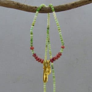 Green Shaded Opal 24k gold beaded necklace