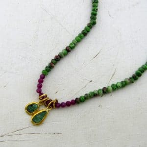Ruby Zoisite and Ruby fine 24k gold necklace