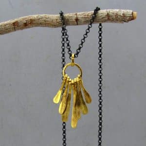 Solid 24kt gold and silver necklace