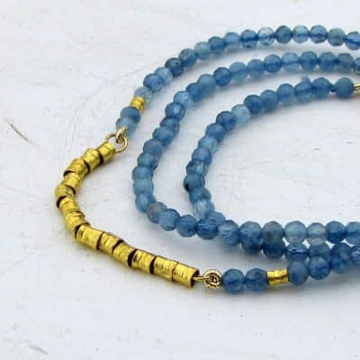 Aquamarine 24k gold beads handmade necklace