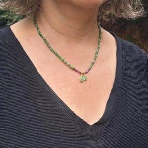 Ruby Zoisite and Ruby fine 24k gold necklace