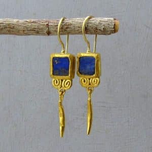 Handmade Lapis Lazuli 24k gold earrings