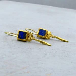 Handmade Lapis Lazuli 24k gold earrings