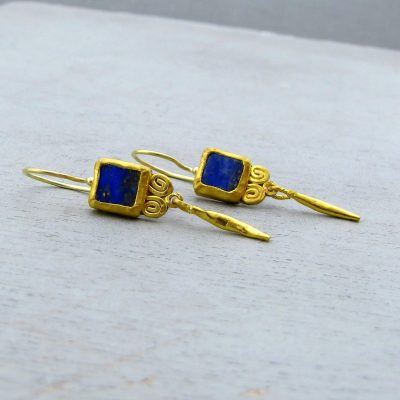 Handmade Lapis Lazuli 24k gold earrings