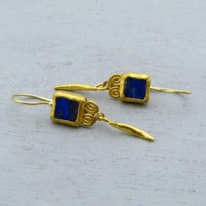 Handmade Lapis Lazuli 24k gold earrings