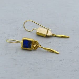 Handmade Lapis Lazuli 24k gold earrings
